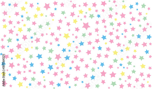 Seamless Cute Pastel Colored Stars Confetti Pattern Vector Background