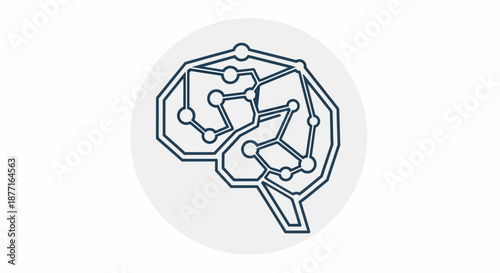 Abstract illustration of a human brain with interconnected nodes.
