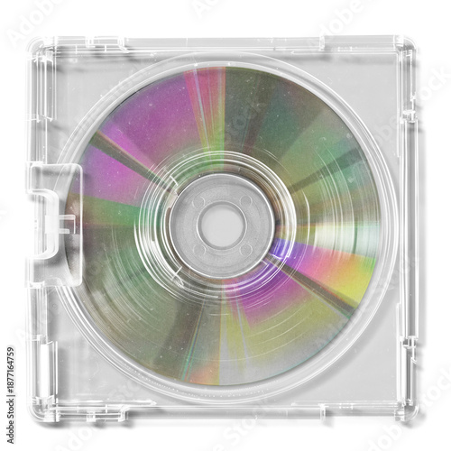 Photos Transparent CD Case with Disc Mockup Isolated on White Background
