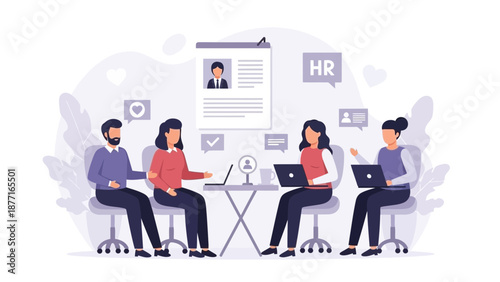 Human Resources Team Conducting Job Interview with Candidate Profile