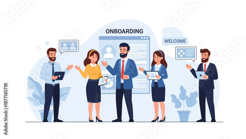 Business Team Welcoming New Employee Onboarding Process