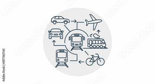 Interconnected transportation network with various modes of travel.