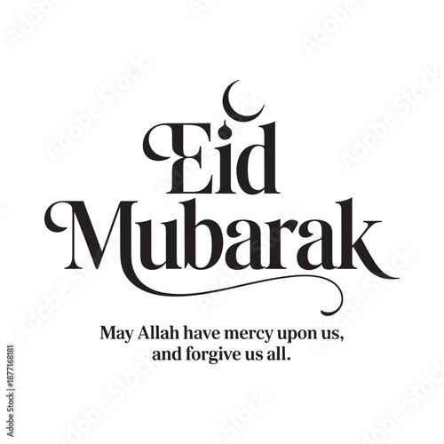 Eid Mubarak greeting with crescent moon and mercy message