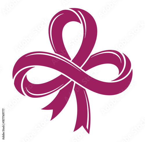 Pink ribbon symbol for awareness and support  charity and cause icon
