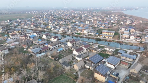Aerial view of the scenery in Wudui Township, Lianyungang