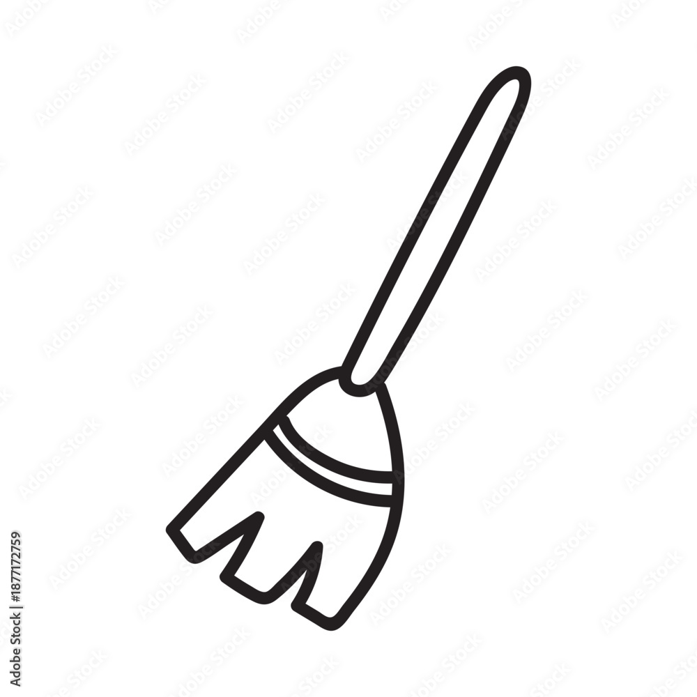 Obraz premium Hand-drawn witch broom doodle with magic stick and straw bristles. Halloween broomstick sketch perfect for coloring books, witchcraft art projects, and spooky seasonal designs.