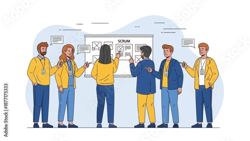 Scrum Team Planning Meeting at Agile Whiteboard