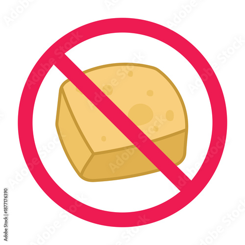 No tofu sign, forbidden tofu icon, tofu prohibited symbol, do not eat tofu sign, soy food forbidden icon, soybean product prohibited symbol