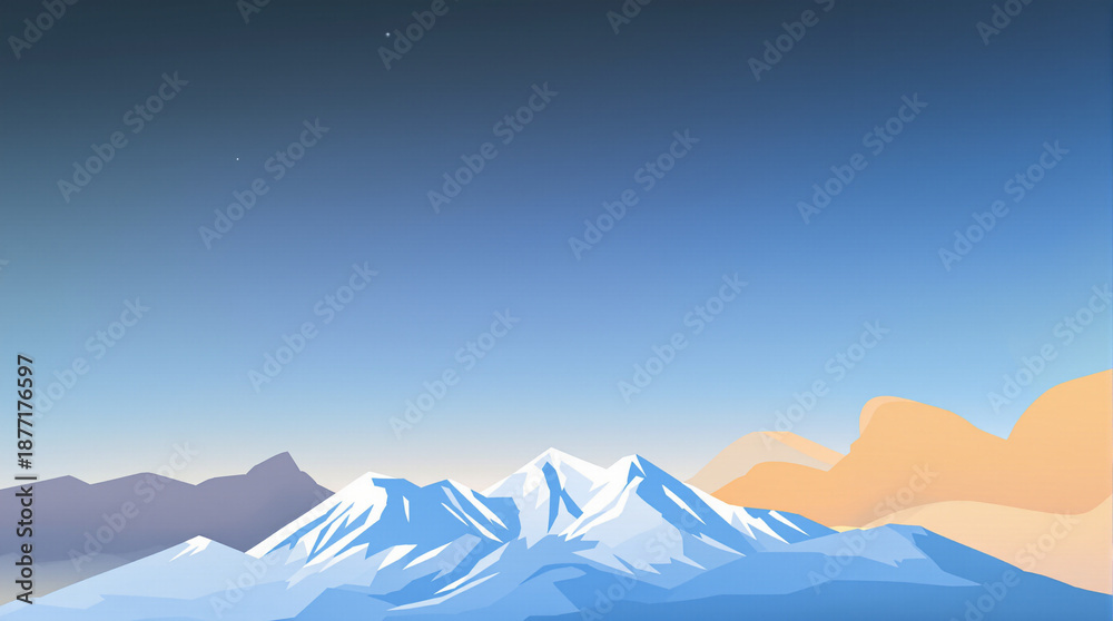 Fototapeta premium Minimal travel background inspired by mountains and sky, smooth color gradients