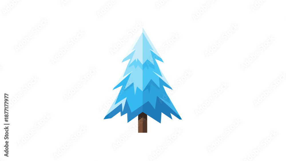 Fototapeta premium Stylized Blue Spruce Tree with Geometric Branches