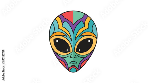 Colorful Alien Face Illustration