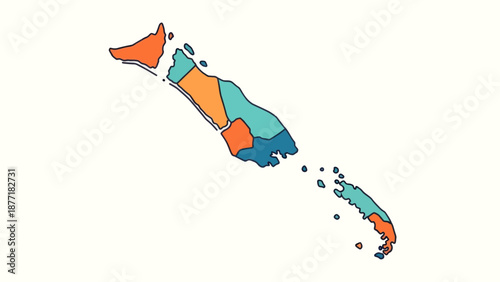 Colorful Map of Turks and Caicos Islands