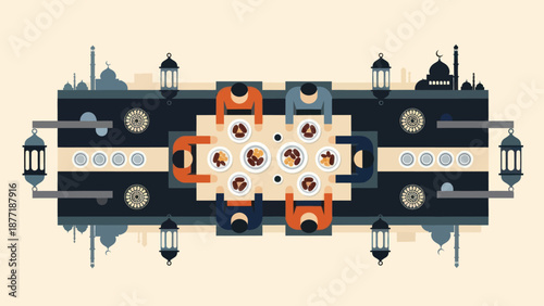 Family Gathering for Iftar Meal, Ramadan Celebration