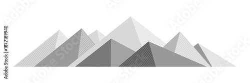 Mountain landscape stylization, geometric shapes, shades of gray