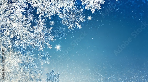 Frostbound Elegance: Intricate Snowflake Patterns on Azure Winter Canvas