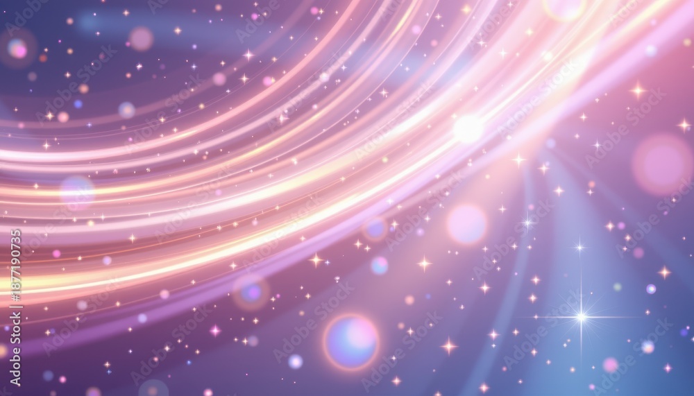 Obraz premium Colorful glowing lines and bright sparkles create a dreamy cosmic background with ethereal effects