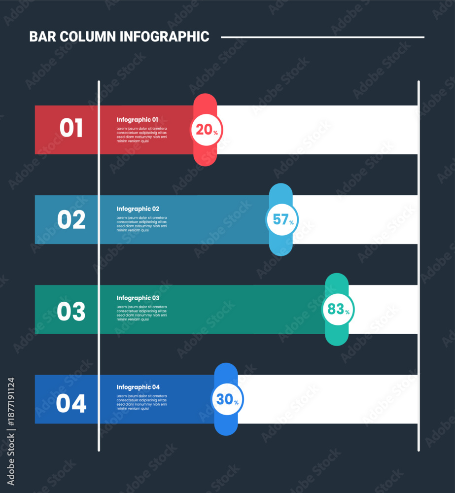 custom made wallpaper toronto digitalbar column infographic process diagram with rectangle box percentage stacked list with dark background bright outline style 4 points