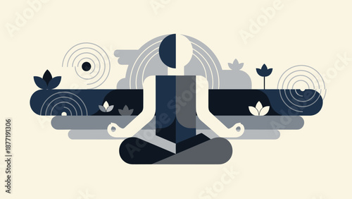 Zen Meditation Harmony Abstract Geometric Landscape Vector