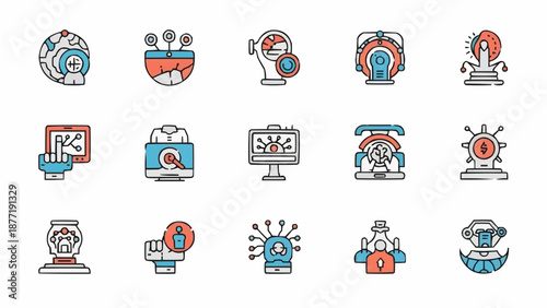 Collection of Medical Technology and Science Icons.