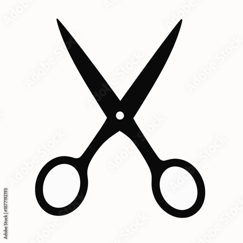 Simple silhouette vector illustration of open scissors in clean bold style
