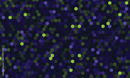 Abstract hexagonal pattern with vibrant blue and green elements creating a modern digital background for technology and science concepts