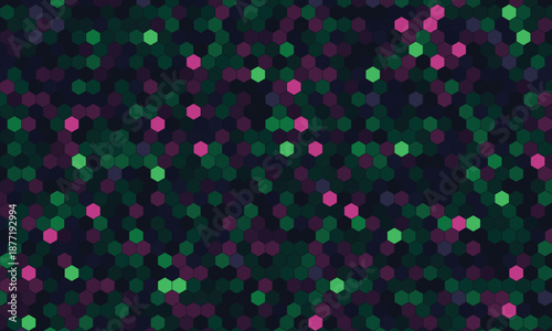 Abstract dark background with a vibrant hexagonal pattern perfect for technology science or modern design projects