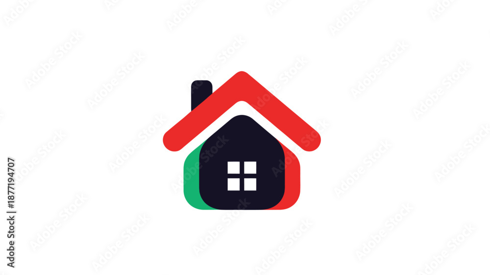 Fototapeta premium Modern House Logo with Glitch Effect