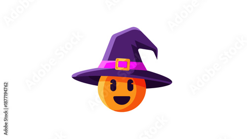 Smiling Pumpkin Face with Witch Hat - Halloween Icon