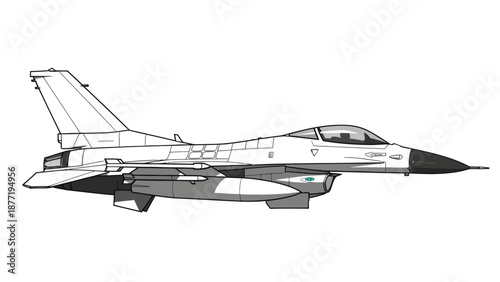 F-16 Fighting Falcon Jet Aircraft Vector Illustration