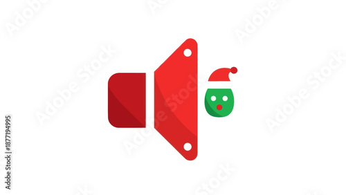 Christmas Speaker Icon with Santa Hat and Face