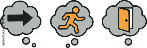 Thought Bubbles with Running and Door