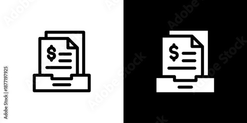 Archive icon concept with flat Black White Background. Vector illustration.