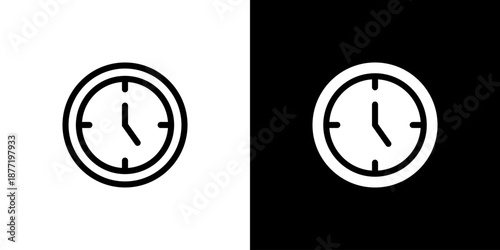 Time icon concept with flat Black White Background. Vector illustration.