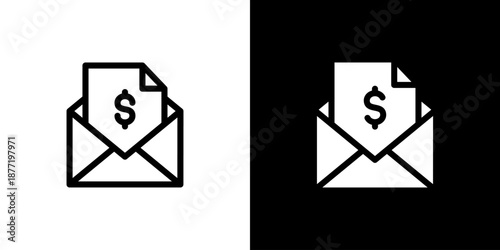Mail icon concept with flat Black White Background. Vector illustration.