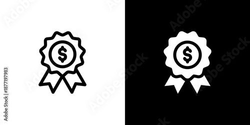 Reward icon concept with flat Black White Background. Vector illustration.