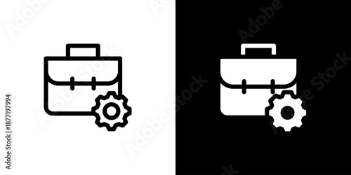 Briefcase icon concept with flat Black White Background. Vector illustration.