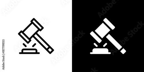 Auction icon concept with flat Black White Background. Vector illustration.