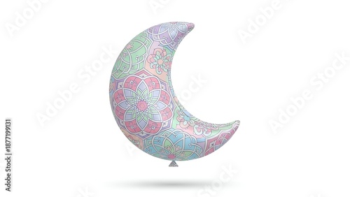 Crochet wall hanging crescent moon decor isolated on a neutral background
