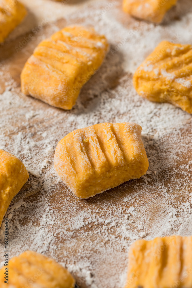Fototapeta premium Homemade Raw Pumpkin Gnocchi Pasta