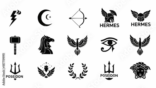Collection of Mythological Symbols and Logos.