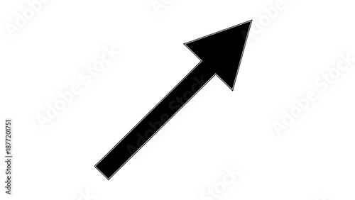 A simple white arrow points upwards and to the right on a black background symbolizing direction and movement