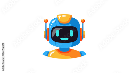 Cute Blue Robot Character with Orange Accents