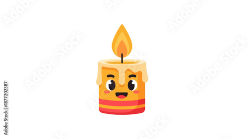 Happy Candle Character with Flame