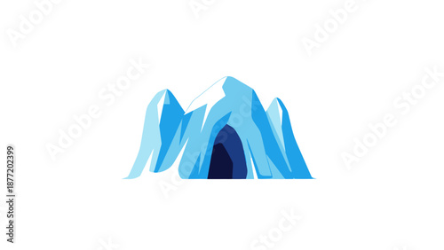 Blue Iceberg Cave Entrance Vector Illustration