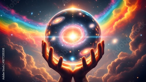 Universe in Hands – Cosmic Energy, Creation and Spiritual Power Concept