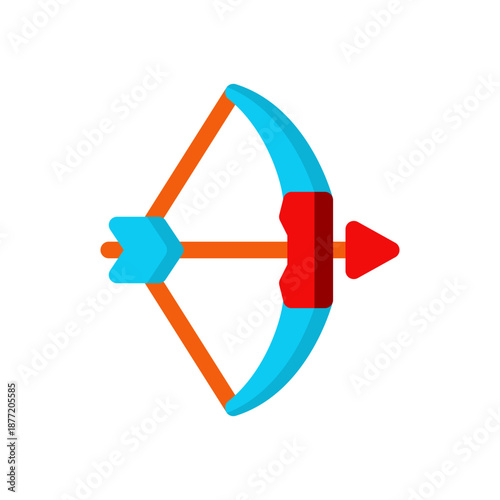 archery bow & arrow flat icon illustration