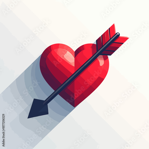 Valentine’s Day icon featuring a heart pierced by an arrow, symbolizing love and affection