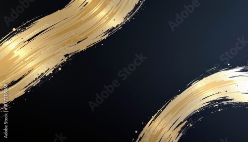 Elegant Gold Brush Stroke Background on Dark Surface for Creative and Artistic Designs
