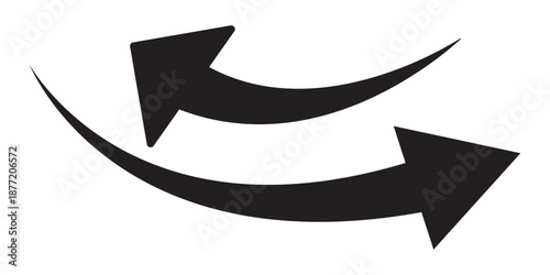 Long curved arrow icon vector. Red long arrow vector. flat style Arrow symbol. Red silhouette of long arrow isolated on white background. vector illustration on Transparent Background