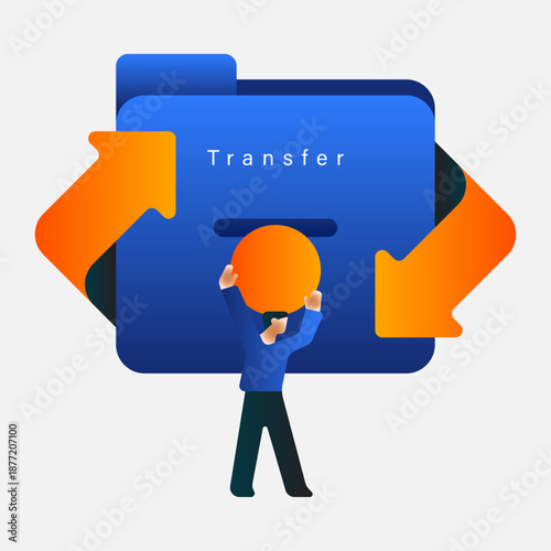 Digital money transfer concept illustration. Modern finance: fast and reliable transfers.